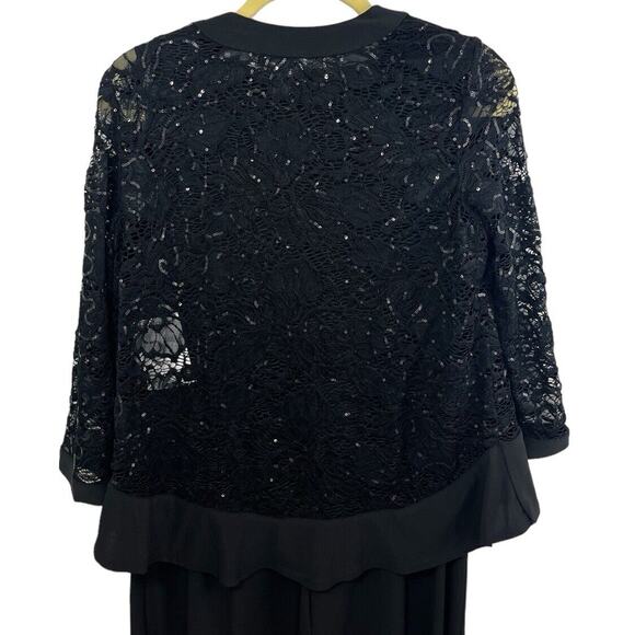 R&M Richards Black Dress Jacket 2-piece Set 8 Sequins Mother Of Bride Lace NWT - Picture 10 of 12